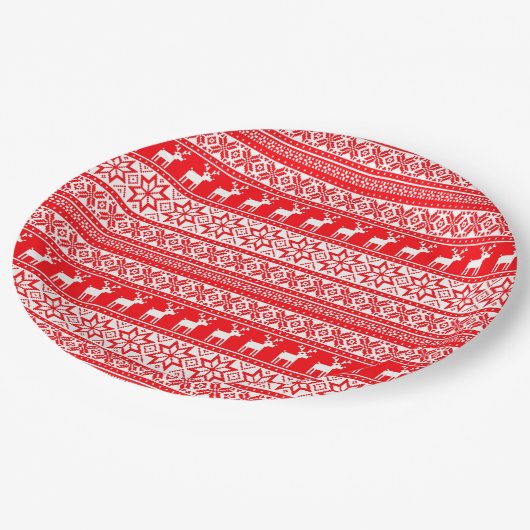 Funny Nordic Ugly Christmas Sweater Party Pappteller (Schrägansicht)