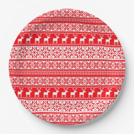 Funny Nordic Ugly Christmas Sweater Party Pappteller (Vorderseite)