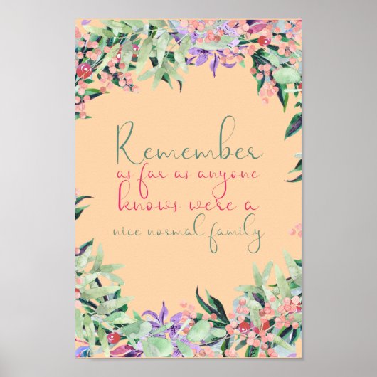 Funny Normal Family Zitat Poster (Vorne)