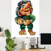 Funny Norse Troll Wasserfarben Illustration Poster (Heimbüro)
