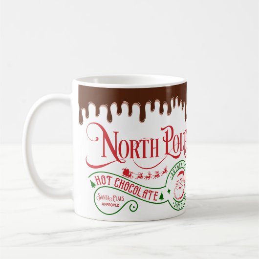 Funny North Pole Heiße Schokolade Weihnachten Kaffeetasse (Links)