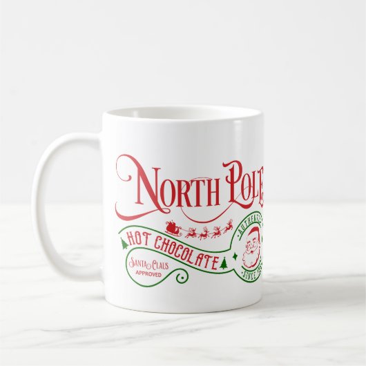 Funny North Pole Heiße Schokolade Weihnachten Kaffeetasse (Links)