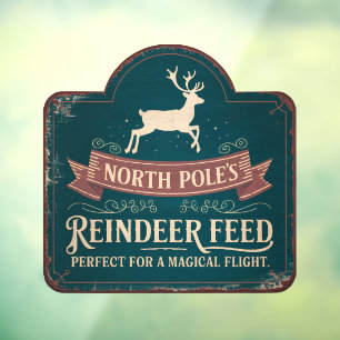 Funny North Pole Rentiere gefüttert Vintag Fensteraufkleber