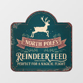 Funny North Pole Rentiere gefüttert Vintag Fensteraufkleber (Blatt)