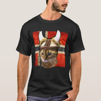 Funny Norway Flag Viking Cat for Men Women T-Shirt
