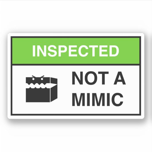 Funny Not a mimic Sign Tableon RPG Aufkleber (Vorderseite)