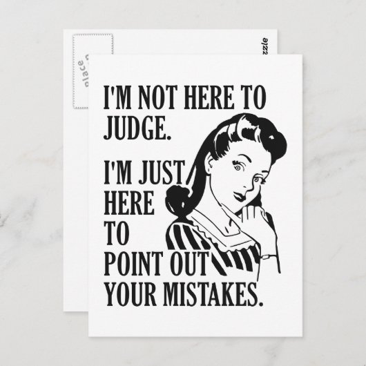 Funny "Not Here to Judge" Postkarte (Vorne/Hinten)