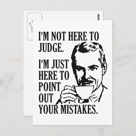 Funny "Not Here to Judge" Postkarte (Vorne/Hinten)