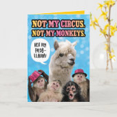 Funny Not my Circus, nicht meine Affen Geburtslama Karte (Gelbe Blume)