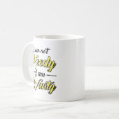 Funny not Needy Ich bin wanty Yellow Black Typogra Kaffeetasse (Vorderseite Links)