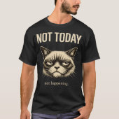 Funny Not Today Cat Minimalist Sarcastic T-Shirt (Vorderseite)