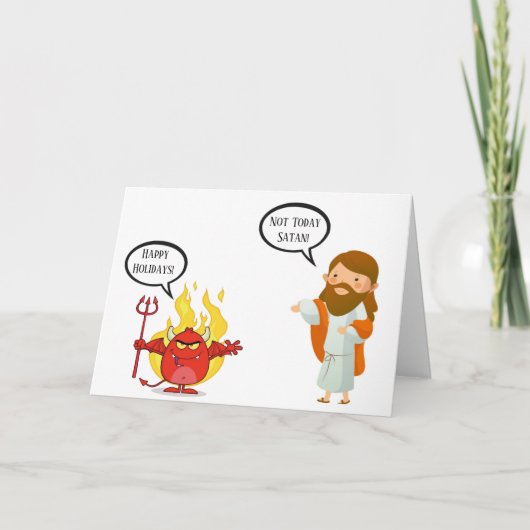 Funny Not Today Satan Christmas Card Karte (Vorderseite)