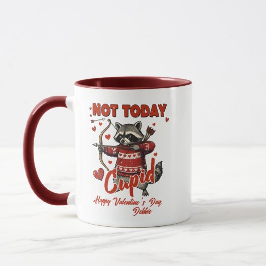 Funny "Not Today" Valentine Mug – Cupid Racoon Tasse (Links)