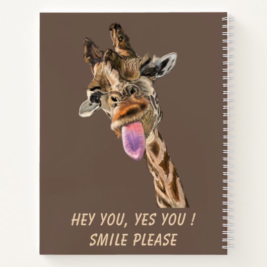 Funny Notebook mit spielerischer Giraffe - Custom  Notizblock (Rückseite)