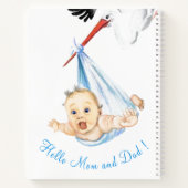 Funny Notebook Storch Carried Baby - Custom Text Notizblock (Rückseite)