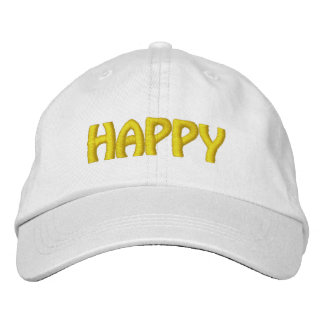 Funny Novelty Art Baseball Stil HAPPY Bestickte Baseballkappe