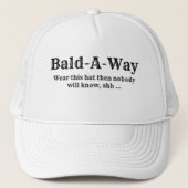 Funny Novelty BALD-A-WAY Truckerkappe (Vorderseite)