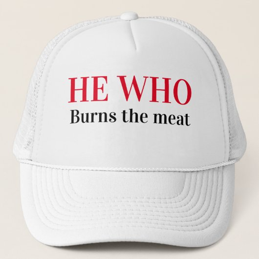 Funny Novelty Baseball ER, DER FLEISCH VERBRINGT Truckerkappe (Vorderseite)