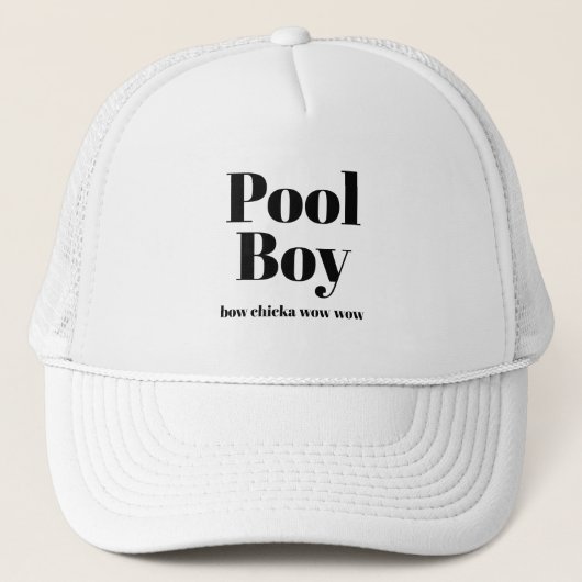 Funny Novelty Baseball POOL BOY Boychicka wow Truckerkappe (Vorderseite)