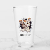 Funny Novelty Cartoon Niedlich Tiger Kurz Name Par Glas (Vorderseite)