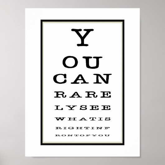 Funny Novelty Eye Test Chart Typografy Poster (Vorne)