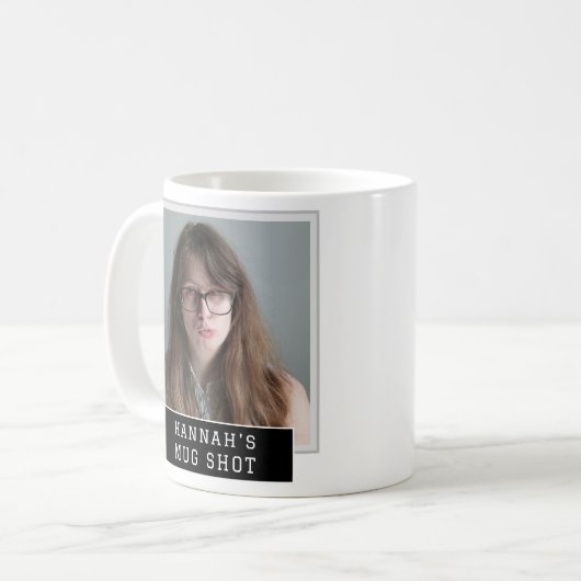 Funny Novelty Mugshot Personalisiertes Foto und Te Kaffeetasse (Vorderseite Links)