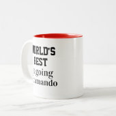 Funny Novelty WORLD'S BEST GOING COMMANDO Zweifarbige Tasse (Vorderseite Links)