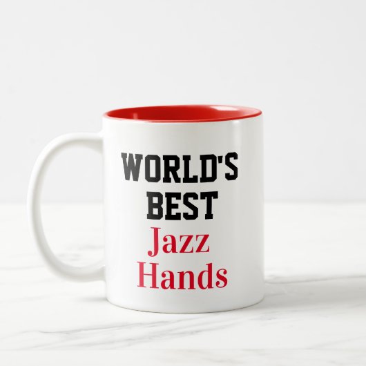 Funny Novelty WORLD'S BEST JAZZ HANDS Zweifarbige Tasse (Links)