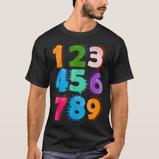 Funny Numbers Match Back to School Educational Din T-Shirt (Vorderseite)