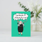 Funny Nun Cards "Got the Job"! (Gail Gabel) Postkarte (Stehend Vorderseite)