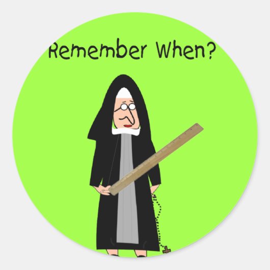 Funny Nun Cards:Nuns Carried Rulers" Runder Aufkleber (Vorderseite)