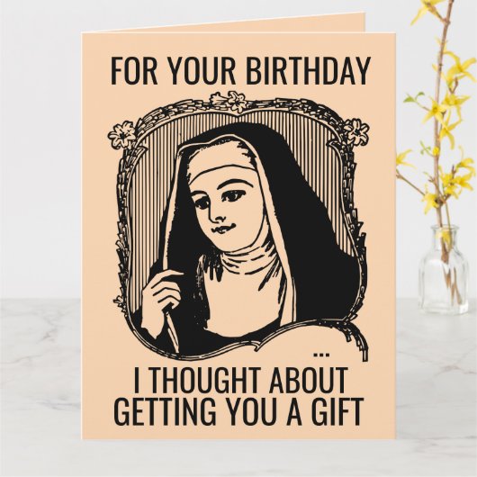 FUNNY NUN CATHOLIC BIRTHDAY BIG GREETING CARD KARTE (Gelbe Blume)