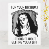 FUNNY NUN CATHOLIC BIRTHDAY GREETING CARD KARTE (Gelbe Blume)