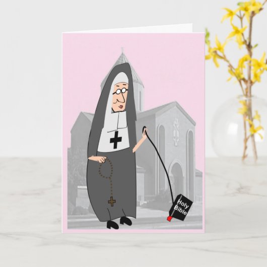 Funny Nun Gruß Pink Karte (Gelbe Blume)