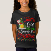 Funny nur ein Mädchen, das Zitronen und Weihnachte T-Shirt (Vorderseite)