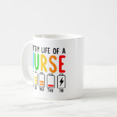 Funny Nurse - Akkulaufzeit eines grafischen Nurse- Kaffeetasse (Vorderseite Links)