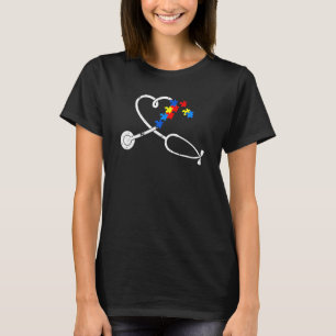 Funny Nurse Autism Puzzle Stethoscope - Herz 3 T-Shirt