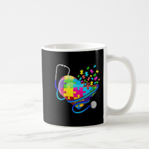 Funny Nurse Autism Puzzle Stethoscope Herz T-Shir Kaffeetasse