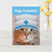 Funny Nurse Cat Abschluss Karte (Gelbe Blume)