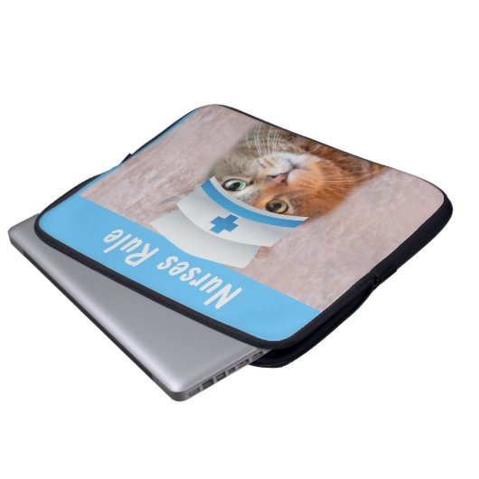 Funny Nurse Cat Laptopschutzhülle (Vorne Knopf)