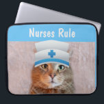 Funny Nurse Cat Laptopschutzhülle<br><div class="desc">Trassius picture of Rupie in his nurse cap. Personalize with your own message,  plus you can change the font and color if you like. Click the customize button for extra options. Aber Kontakt mit mir und I'll be happy to help. Foto und Artwork ©Christine Greenspan</div>