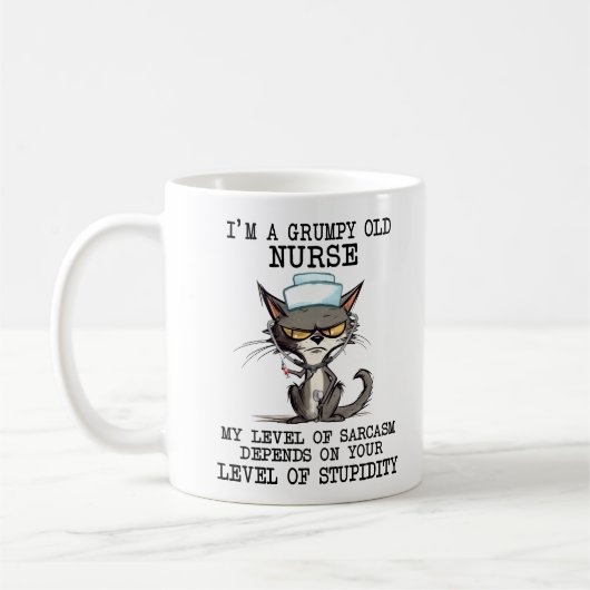 Funny Nurse Cat Sprichwort Kaffeetasse (Links)