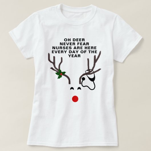 Funny Nurse Christmas Stethoscope Reindeer T-Shirt (Design vorne)