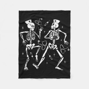 Funny Nurse Dancing Skeleton Halloween Skeleton Co Fleecedecke