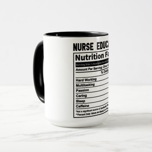 Funny Nurse Educator Nutrition Fakten Tasse (Vorderseite Links)