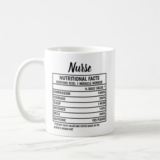 Funny Nurse Ernährungswert Geschenk Kaffee Tasse (Links)