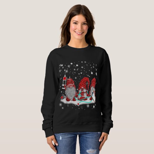 Funny Nurse Gnomes Weihnachtslicht Krankenpflege L Sweatshirt (Vorne ganz)