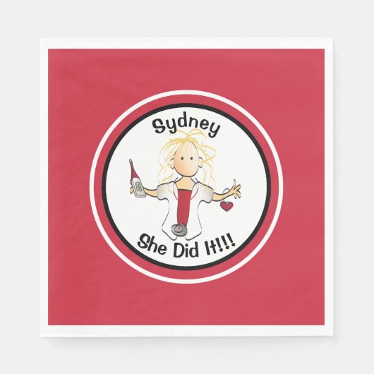 Funny Nurse Graduation Party für ihr rotes Papier Serviette (Vorderseite)