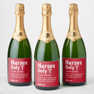 Funny Nurse Graduation Party Personalisiert Schaumweinetikett