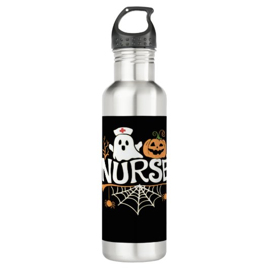 Funny Nurse Halloween Ghost Design Essential T-Shi Edelstahlflasche (Vorderseite)